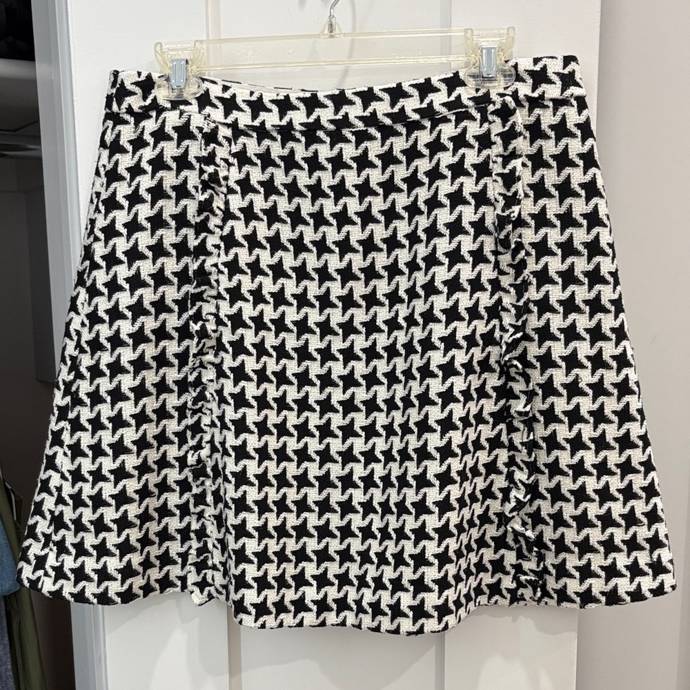 LOFT Monochrome Houndstooth A-Line Skirt